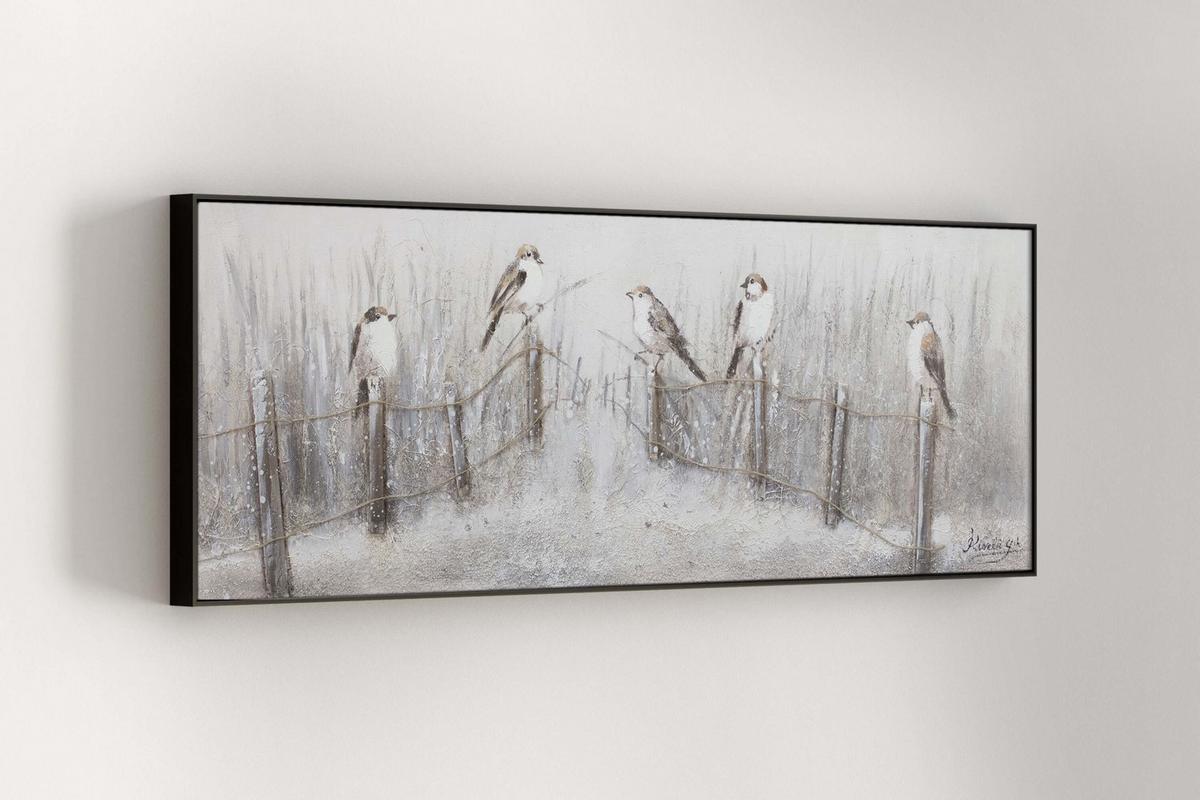 ACRYLBILD HANDGEMALT 150/50 cm - Beige/Weiß, Holz/Textil (150/50cm) - KUNSTLOFT