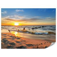 FOTOTAPETE Sonnenuntergang Strand Meer Landschaft 3D 300x210 cm - Beige/Orange, Papier (300/210cm) - Muralo
