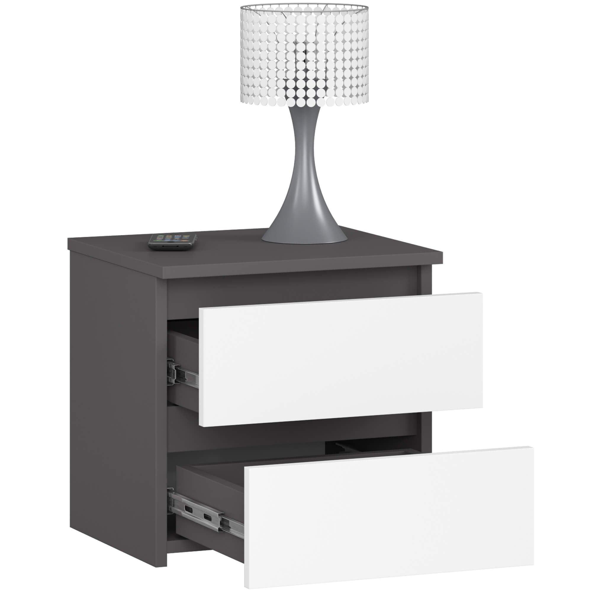 NACHTTISCH Graphit Grau, Weiß 40/40/35 - Weiß, Holzwerkstoff (40/40/35cm) - RAUMHIRSCH FURNITURE