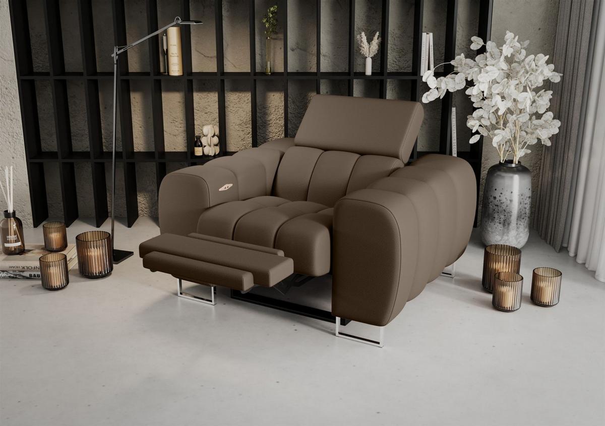 SESSEL Bastien Relax In Stoff Terra - Braun, Holzwerkstoff/Textil (125/95/97cm) - Fun Möbel