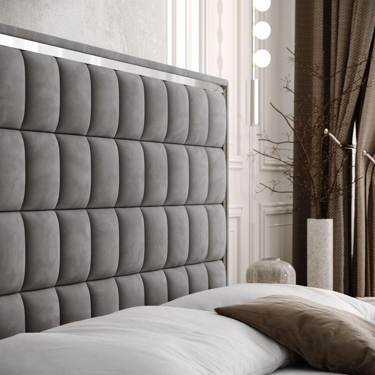 BOXSPRINGBETT ISADORA SILVER mit Bettkasten und Topper 180x200 cm Royal Velvet 250 - Grau, Textil - Lookway