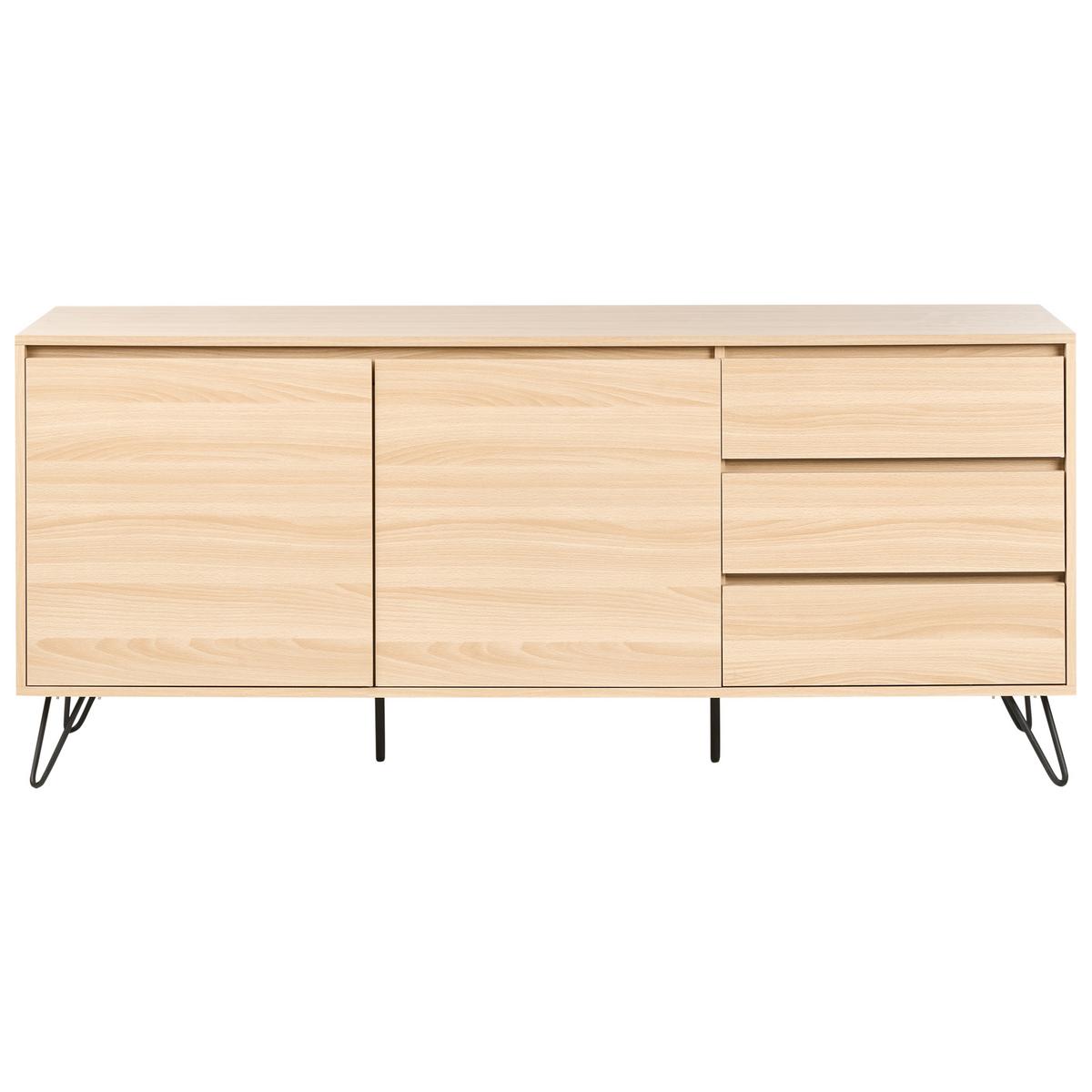 SIDEBOARD mit 2 Türen Hellbraun Cardigan - Hellbraun, Holzwerkstoff (160/70/40cm) - Beliani