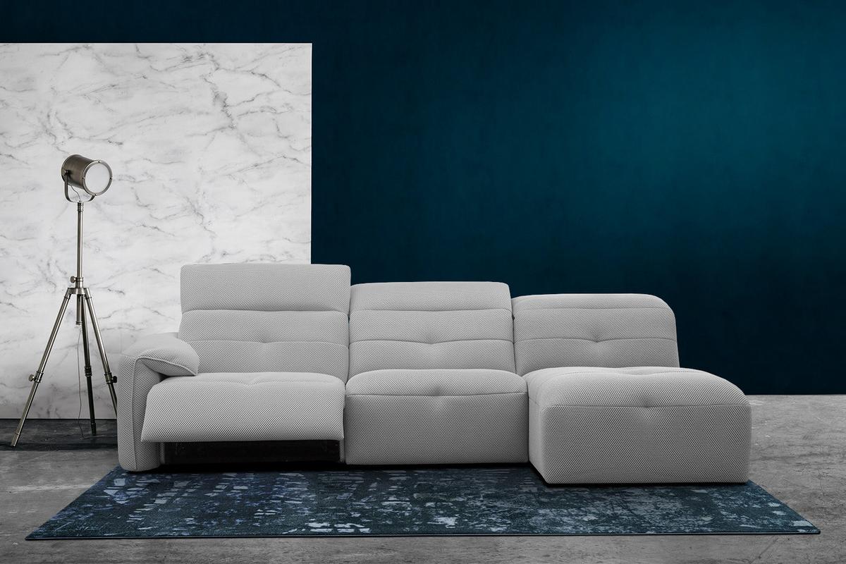 ECKSOFA TRENTO 4-Sitzer mit 1 Relaxfunktion, grau - Schwarz/Grau, Holzwerkstoff/Kunststoff (262/165cm) - Wozimo