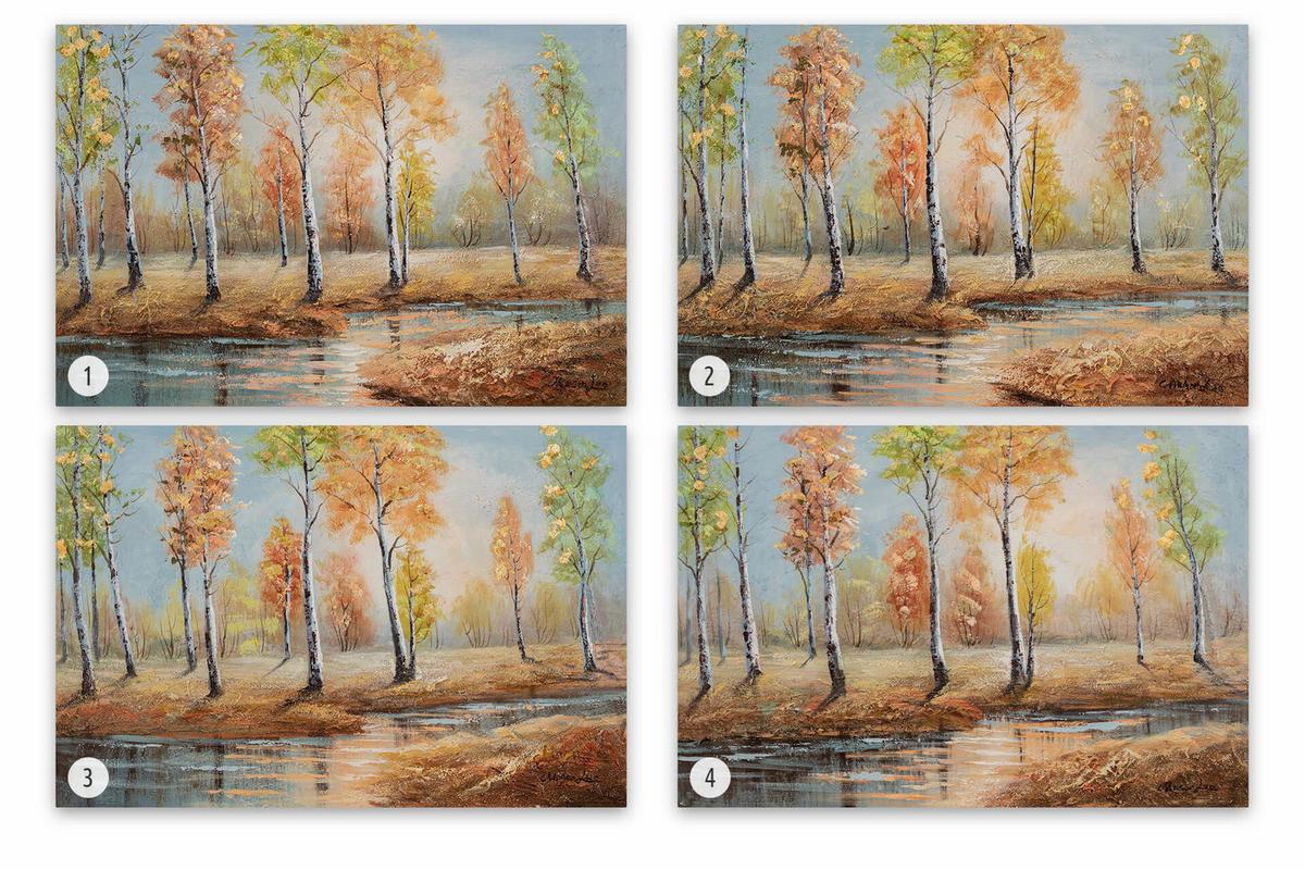 ACRYLBILD HANDGEMALT 90/60 cm - Blau/Orange, Holz/Textil (90/60cm) - KUNSTLOFT