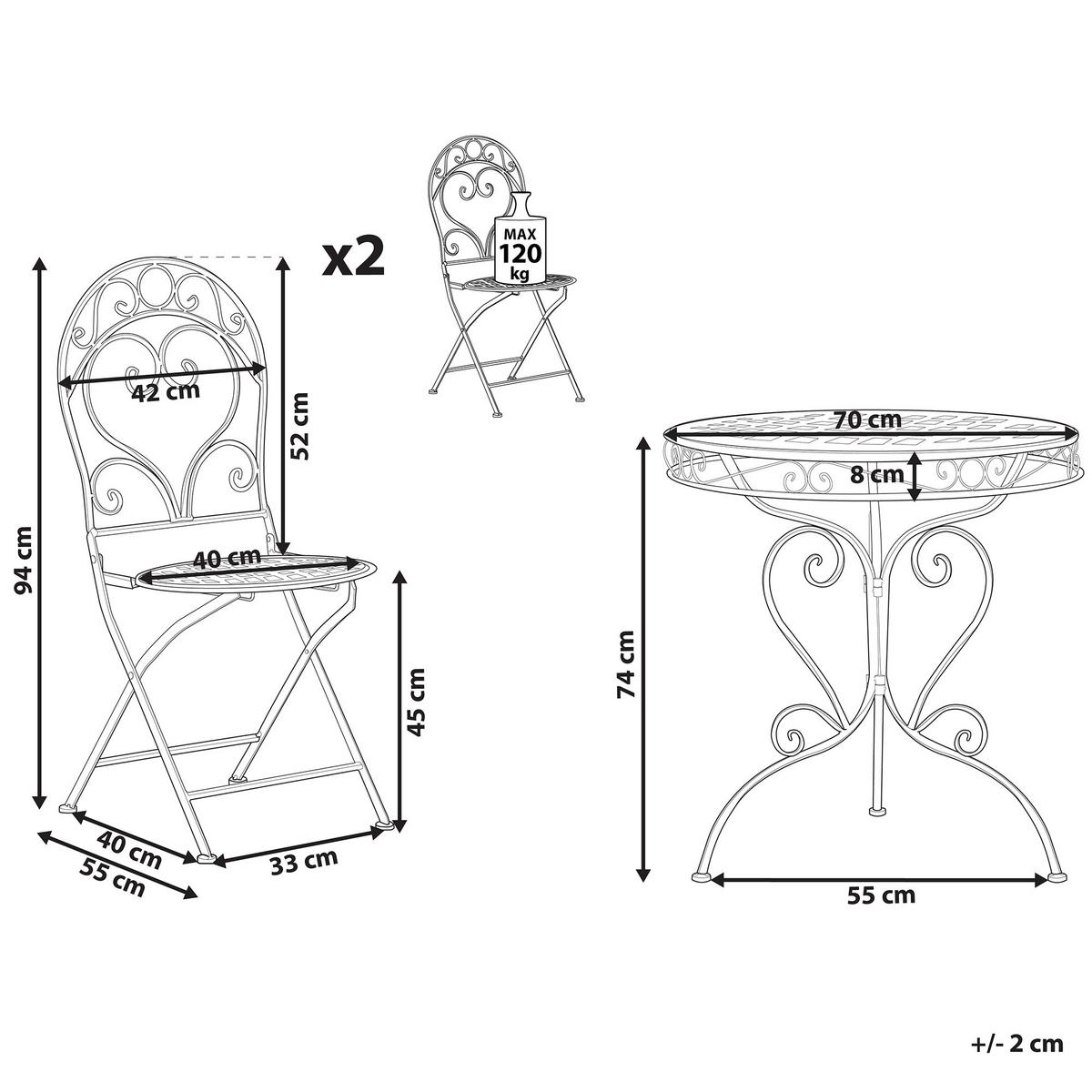 BISTRO-SET Grün Albinia - Grün, Metall - Beliani