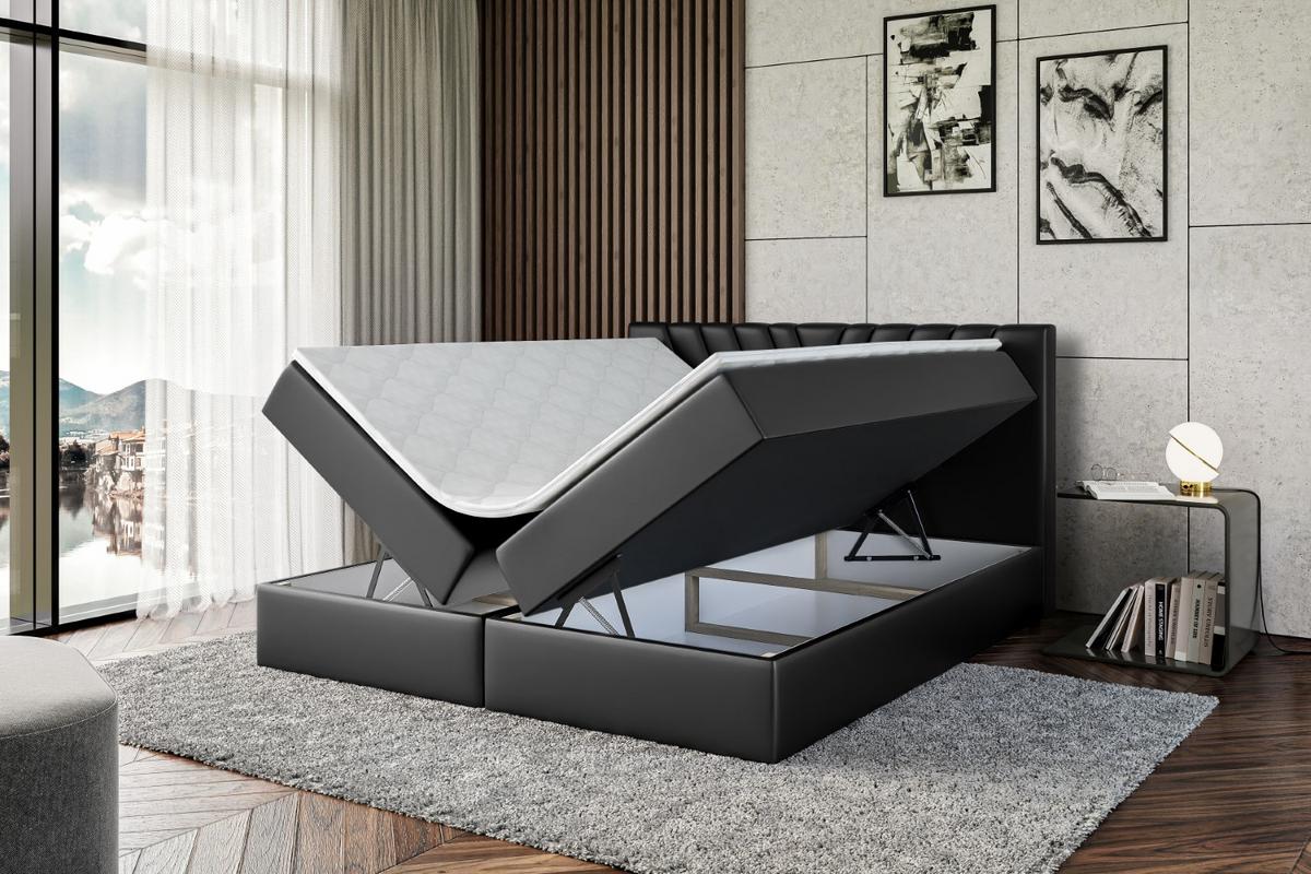 BOXBETT mit Matratze H3 und Lattenrost - ERNINA - 140x200 cm Schwarz Hochglanz - Schwarz Hochglanz, Holzwerkstoff (140/200cm) - ALTDECOR