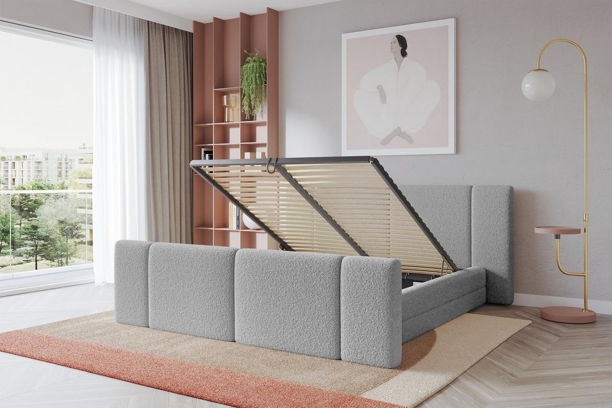 POLSTERBETT mit Bettkasten, Fußteil und Lattenrost, Bett mit Matratze H3/H4 - TEVO-Z 140x200 Hellgrau - Taupe, Holzwerkstoff/Textil (140/200cm) - ALTDECOR