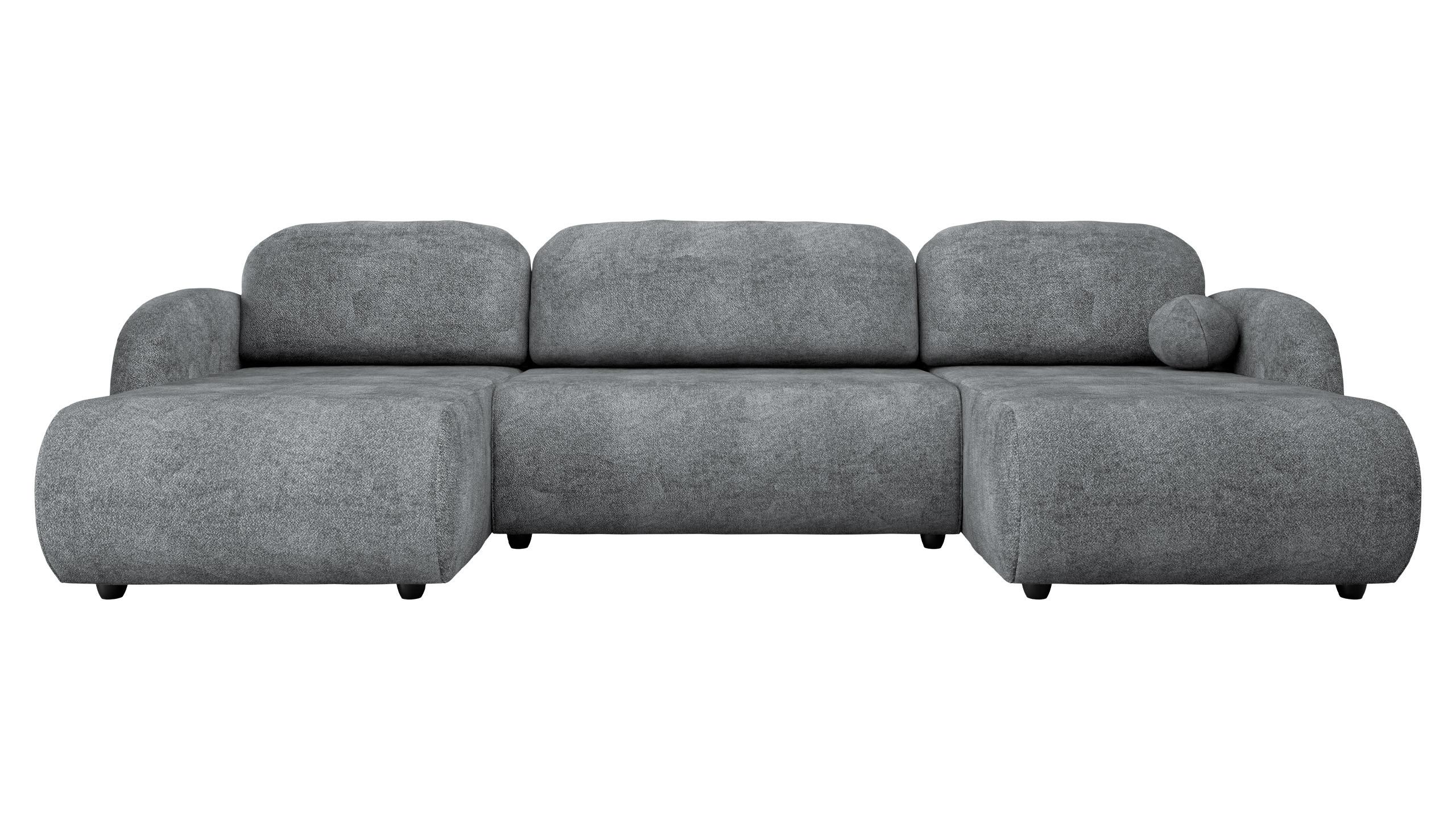 WOHNLANDSCHAFT Dream U - Schwarz/Grau, Holz/Kunststoff (318/88/160cm) - MIRJAN24