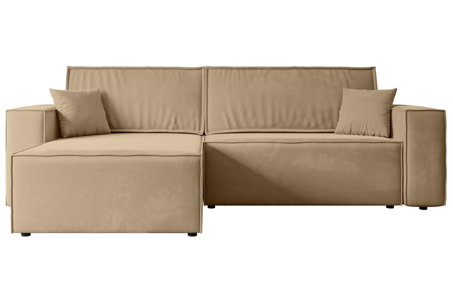 ECKSOFA mit Schlaffunktion und Bettkasten CELTIC-XL - 277x143x83 cm Beige Velours - Hellbraun/Beige, Holzwerkstoff/Kunststoff (277/143cm) - ALTDECOR