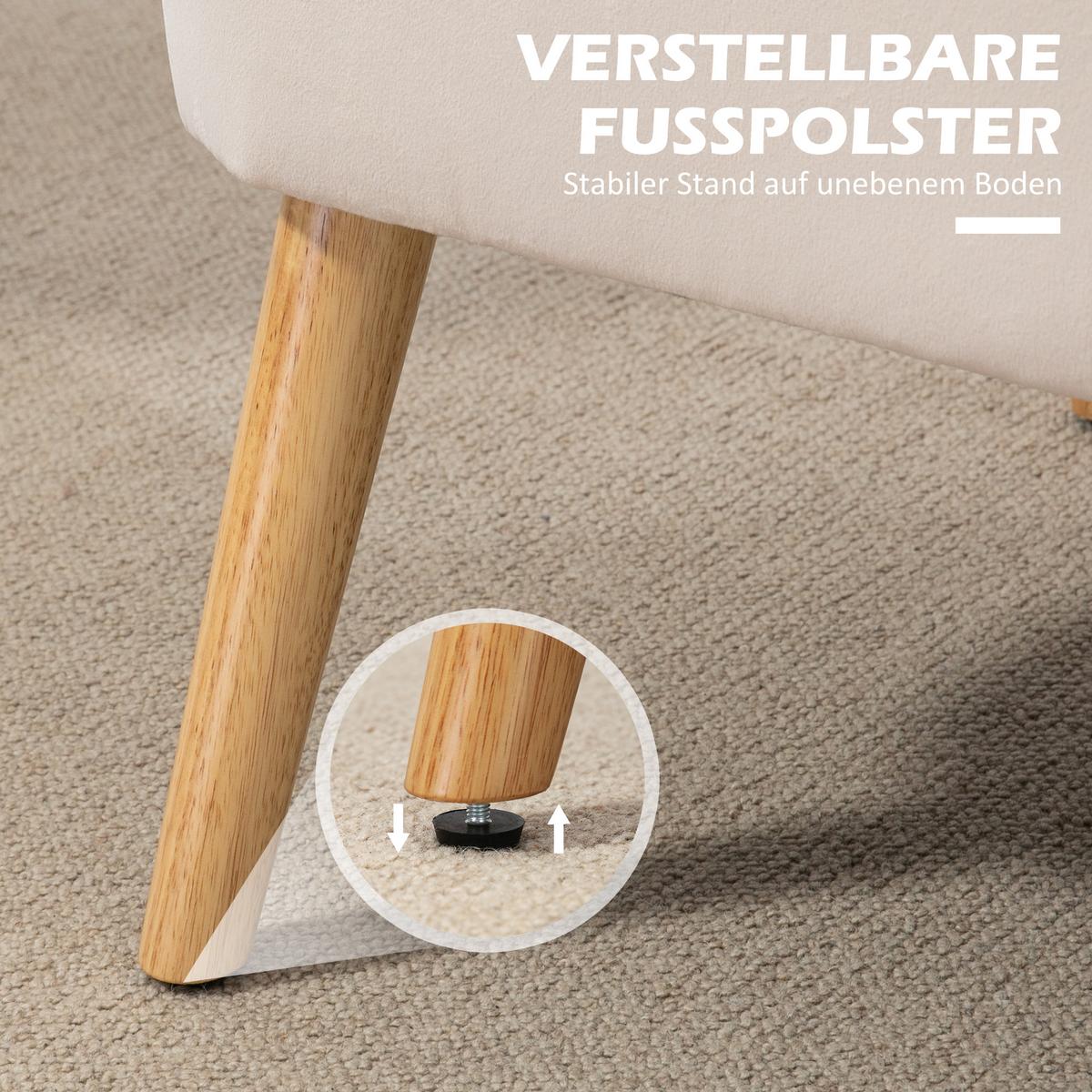 SOFA Polyester Cremeweiß - Dunkelgrau/Creme, Holz/Textil (56.5/77/117cm) - HOMCOM
