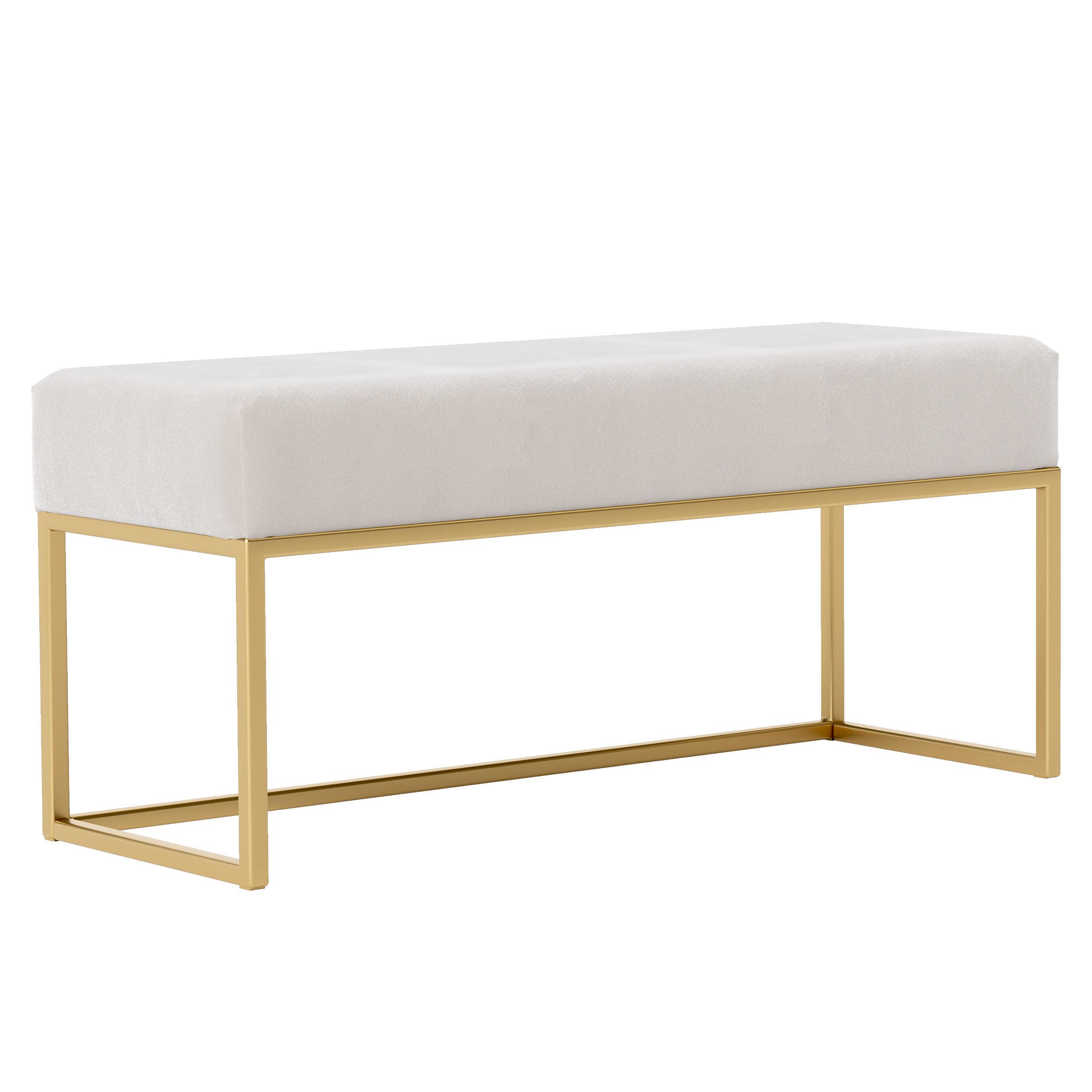 POLSTERBANK PURE 90 cm, Metallgestell, Goldfarben / Creme - Creme, Textil/Metall (90/44/30cm) - Idohome