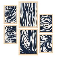 POSTER Set Mit 6 Zweigmuster In Abstrakter Form Ästhetische Dekodrucke Für Ihr Wohnzimmer, Schlafzimmer Oder Zuhause A3 & A4 Rahmen Aus Hellem Holz - Beige, Papier (29/3cm) - Nacnic