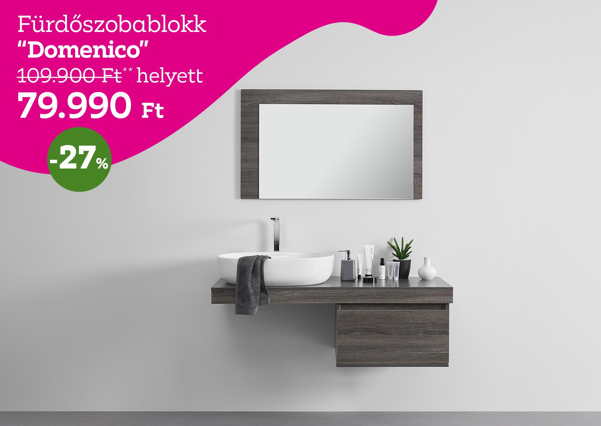 fürdőszobablokk Domenico 109900 Forint helyett 79990 Forint, kedvezmény mértéke 27%