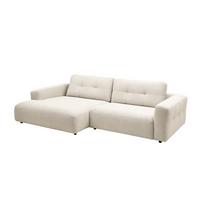 ECKSOFA XL MIKA Cremeweiß Cord - Creme/Schwarz, Kunststoff/Textil (296/167cm) - KAWOLA
