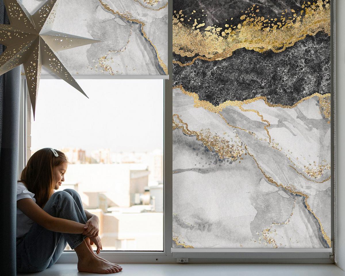 INNENROLLO - Fensterrollo - Rollo - 70x140 cm - Marmor - Weiß, Kunststoff (70/140/0.5cm) - TULUP