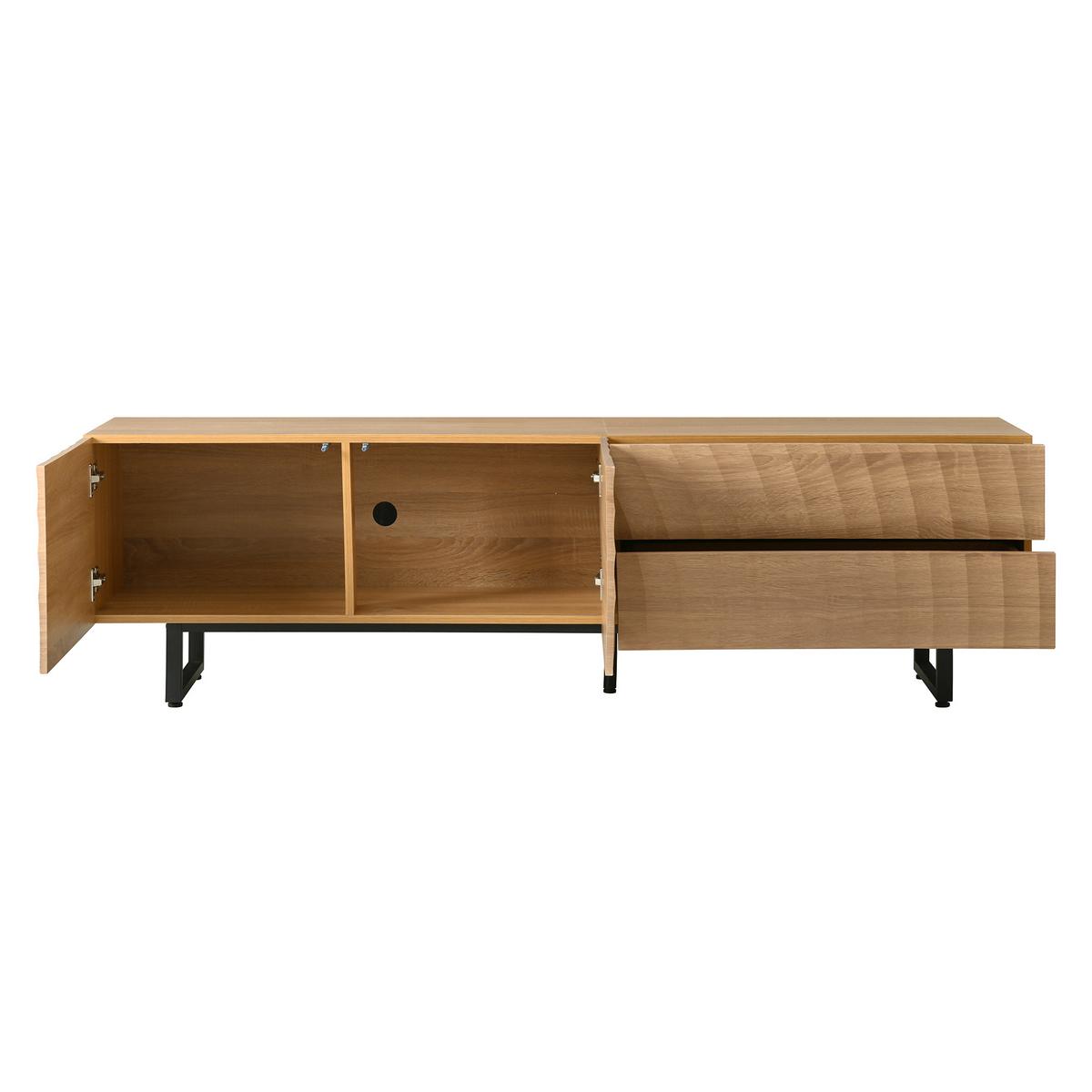 TV-SCHRANK 180 cm Natur Holzoptik mit 3D-Holzstruktur, Schubladen & Schrank - Naturfarben, Holzwerkstoff (180/51.5/38cm) - Urban Meuble