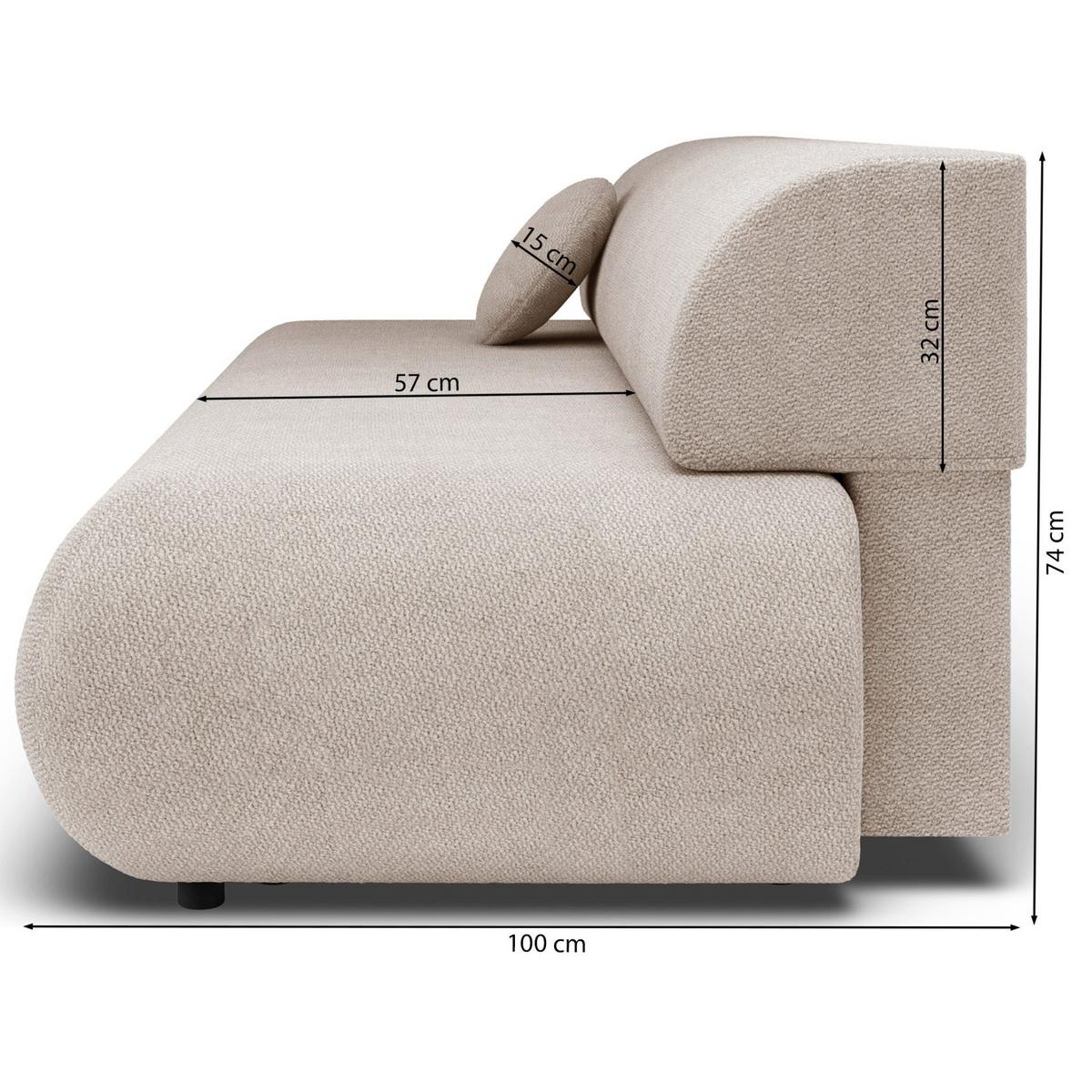 3-SITZER SCHLAFSOFA Beige Chenille - Beige/Schwarz, Kunststoff/Textil (214/74/100cm) - Selsey