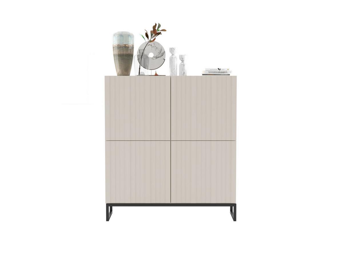 KOMMODE Elpis 4D Kaschmir Matt mit metallrahmen Glamour 112 cm - Kaschmir, Holzwerkstoff (112/126/36.5cm) - Meble Lindner