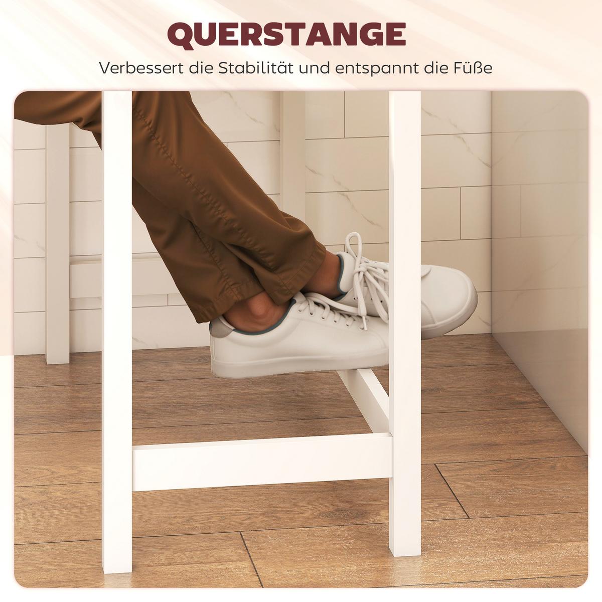 BARTISCH und Barhocker-Set 3tlg. mit Holzoptik - Eichefarben/Weiß, Holz (108/48/91cm) - HOMCOM
