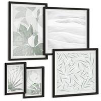 BILDER SET 5er Set - 50x50 cm & 20x30 cm & 40x60 cm Schwarzer Rahmen - Meeresarchitektur Griechenlands - Schwarz, Kunststoff (40/60cm) - TULUP