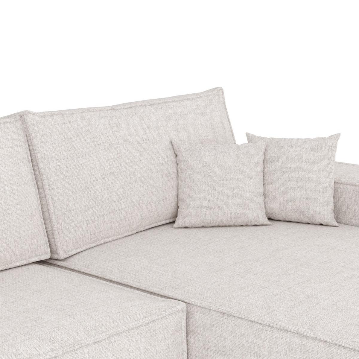 ECKSOFA TAURI mit Schlaffunktion Hellbeige im Neve Stoff - Sandfarben/Schwarz, Holz/Holzwerkstoff (294/185cm) - AltaBeds