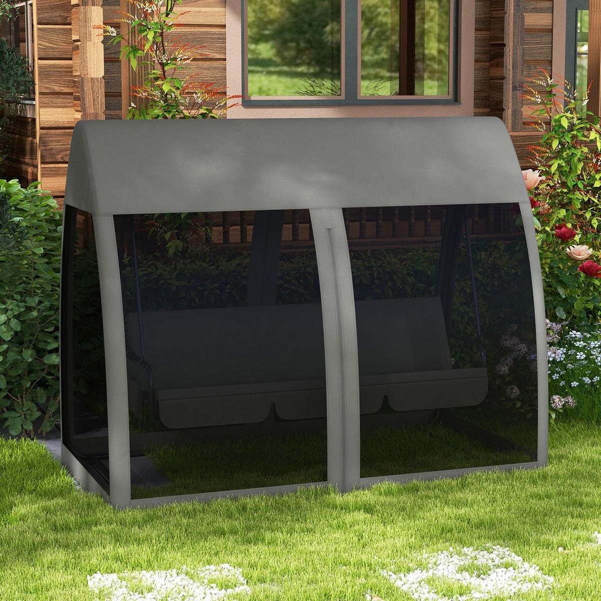 HOLLYWOODSCHAUKEL 3-Sitzer mit Liegefunktion - Grau, Metall (140/197/240cm) - Outsunny