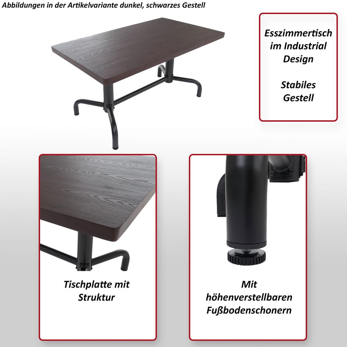 ESSZIMMERTISCH eckig Braun, Schwarz - Schwarz/Braun, Holz (80/140/74cm) - MCW