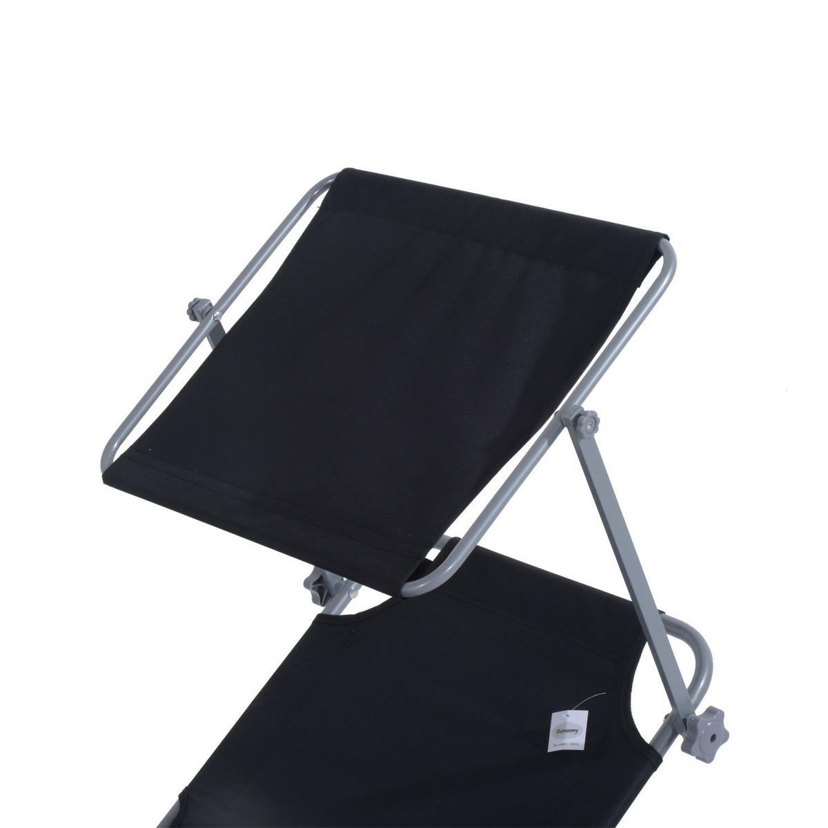 SONNENLIEGE mit Sonnenschutz, Schwarz - Schwarz, Metall (58/27/187cm) - Outsunny