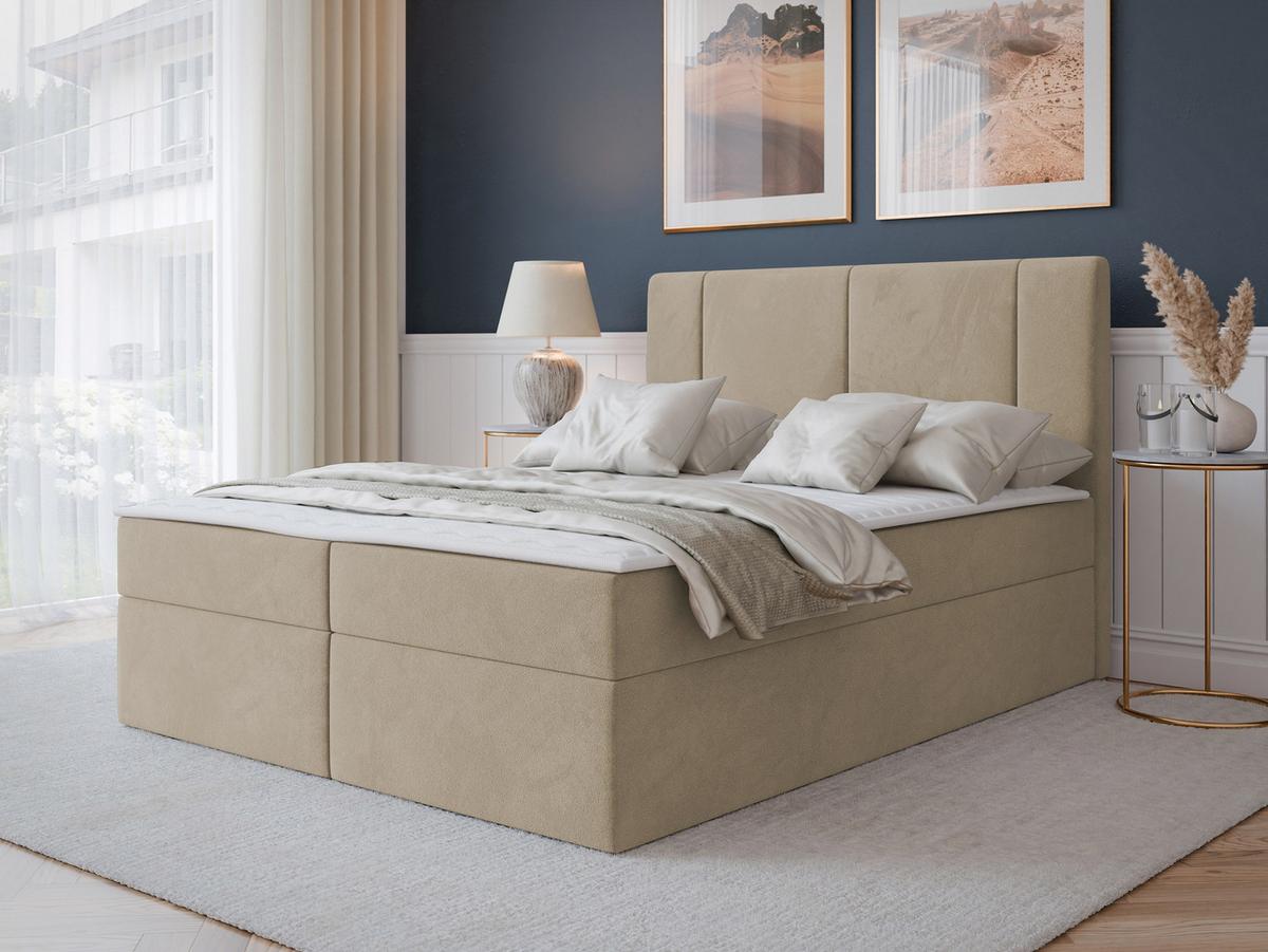 BOXBETT Michelle 160x200 - H3 - Creme/Schwarz, Holzwerkstoff/Kunststoff (160/200cm) - MIRJAN24