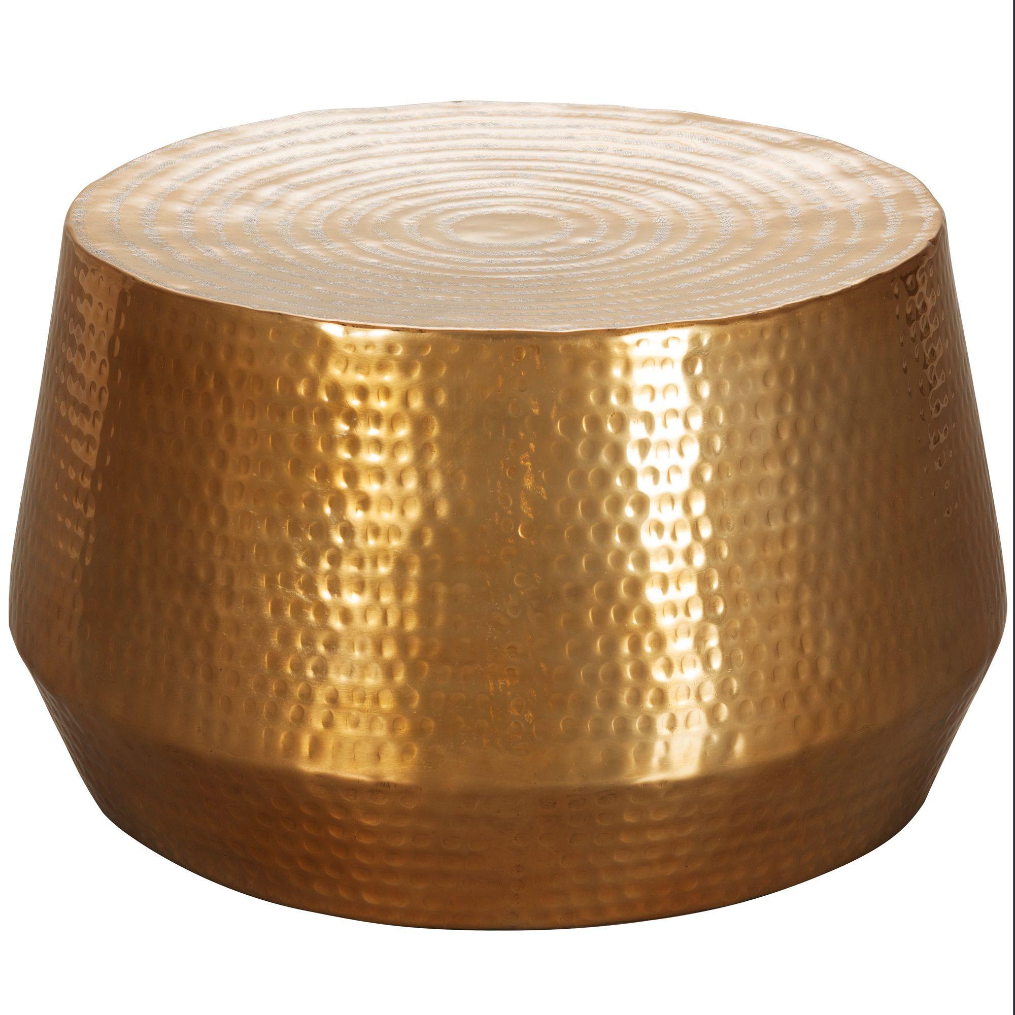 COUCHTISCH rund in Goldfarbenem Aluminium, Orientalisches Design, 60x36x60 cm - Goldfarben, Metall (60/60/36cm) - KADIMA DESIGN
