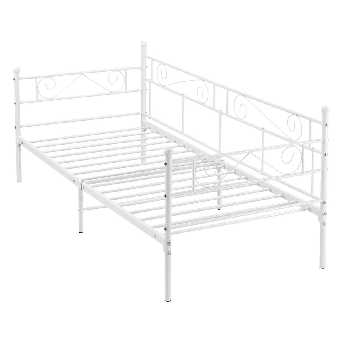 TAGESBETT Kerava - Weiß, Metall (90/200cm) - [en.casa]