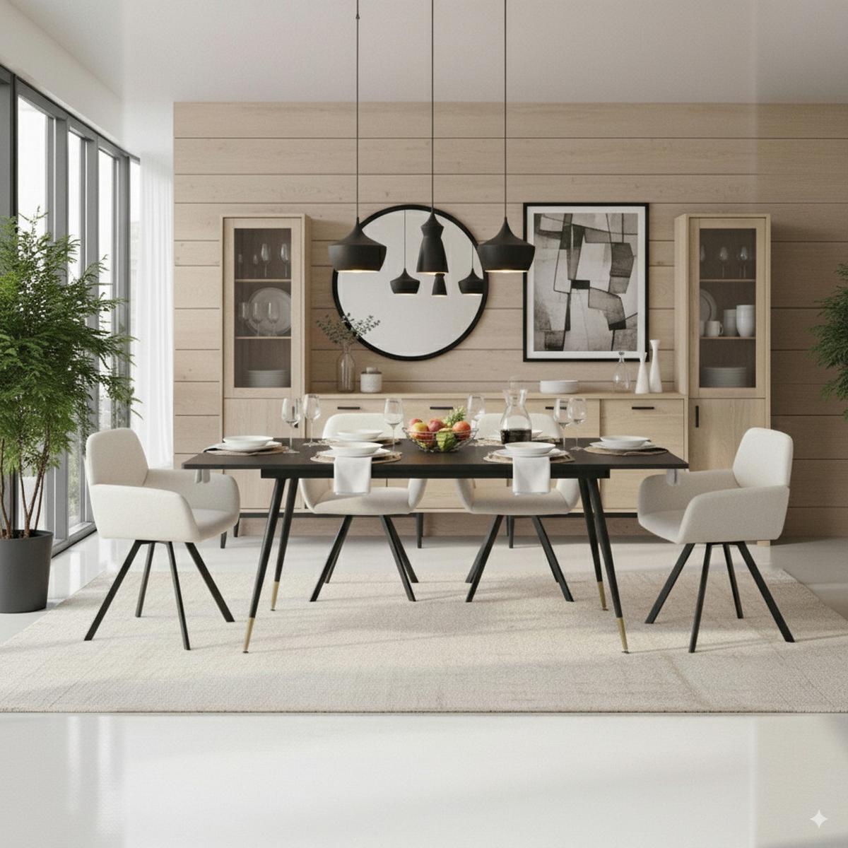 ESSTISCH Schwarz Marmormuster rechteckig ausziehbar 120-160/80/75cm - Schwarz, Holz/Metall (80/120/75cm) - Urban Meuble