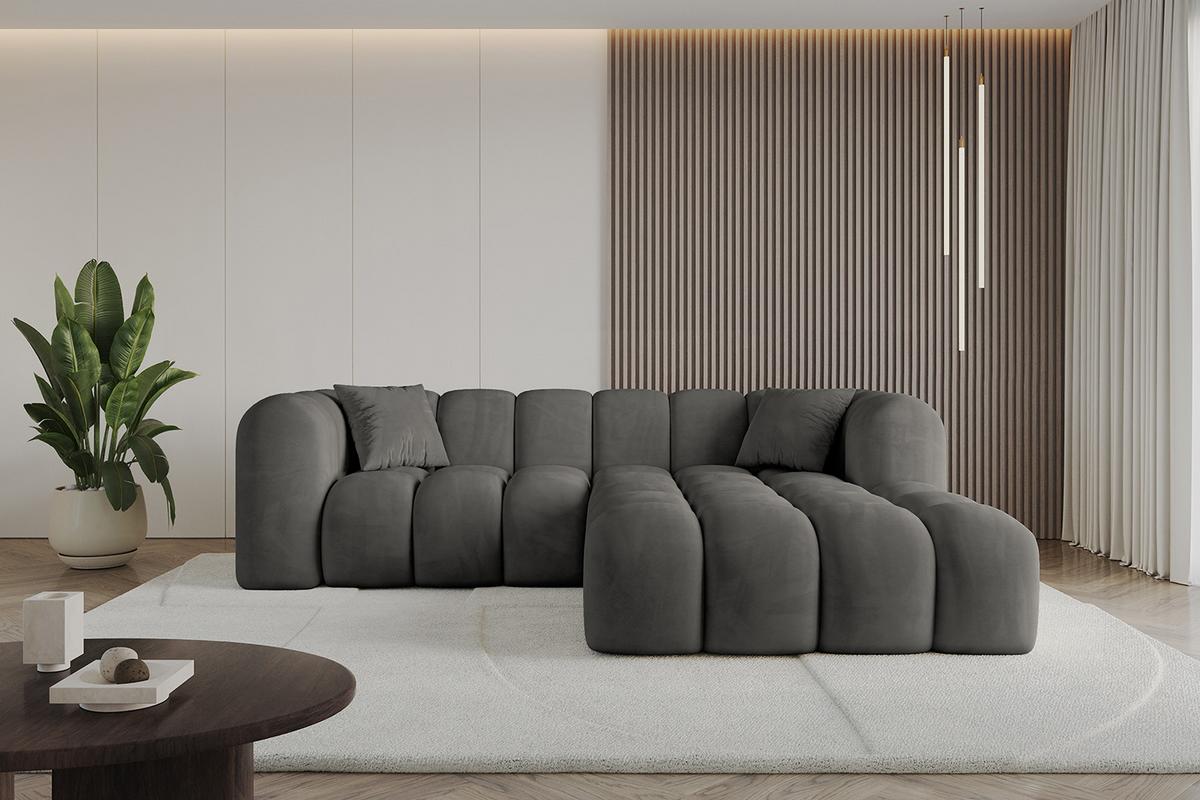 ECKSOFA Ottomane Rechts OLEA-L1 - 231x173x74 cm Anthrazit - Anthrazit/Schwarz, Holzwerkstoff/Kunststoff (231/173cm) - ALTDECOR