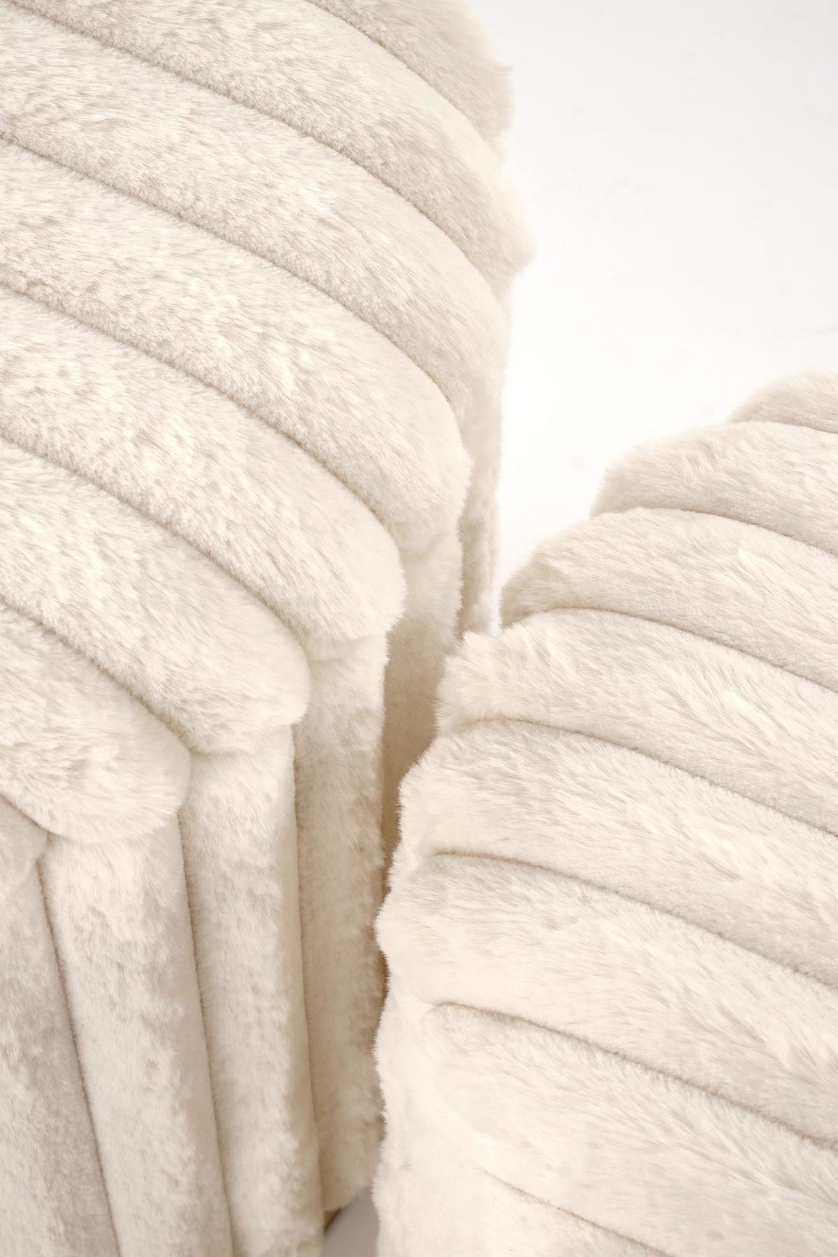 POUF-SET der gepolsterten AUREA Creme - Creme, Textil (40/45/40cm) - Lookway