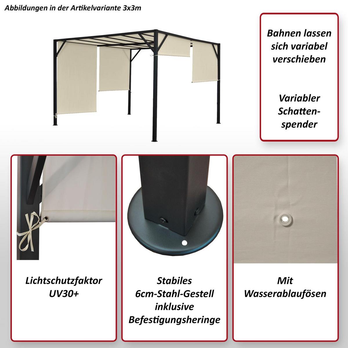 PERGOLA BEJA Cremeweiß - Weiß, Metall (305/212/305cm) - MCW