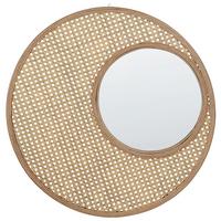 WANDSPIEGEL Rattan natürlich rund 60 cm Palau - Beige/Naturfarben, Kunststoff (60/60/2cm) - Beliani