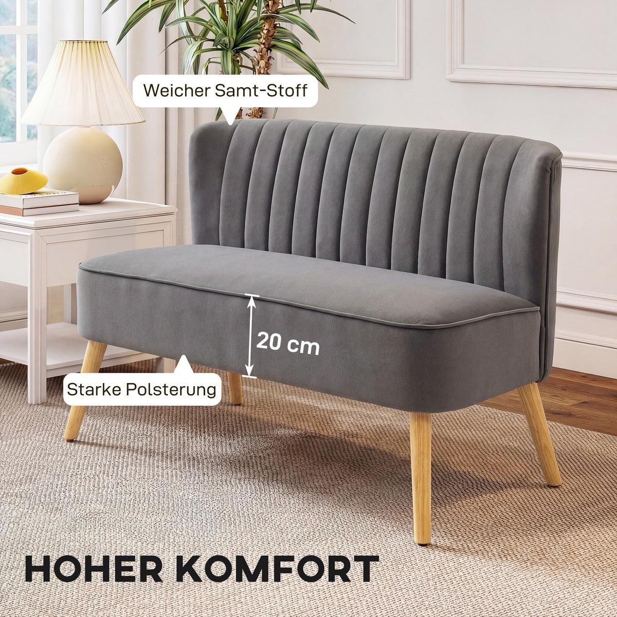 SOFA Polyester Dunkelgrau - Dunkelgrau/Grau, Holz/Textil (56.5/77/117cm) - HOMCOM