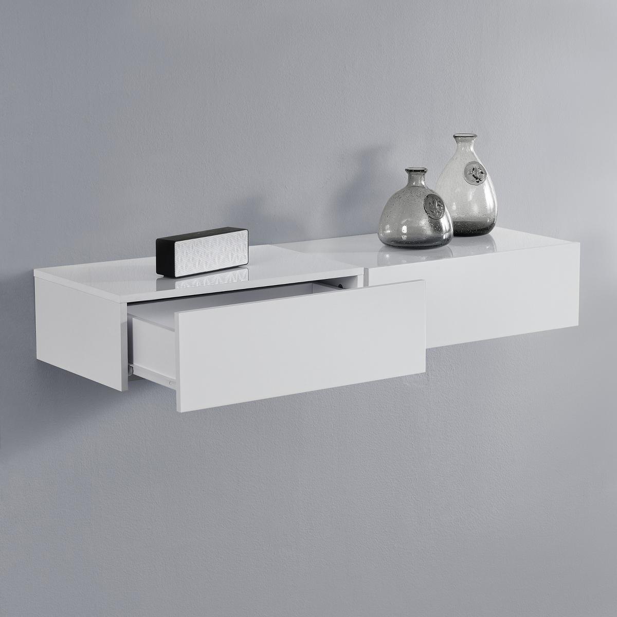 NACHTTISCH Oslo, 2er Set, hängend, mit Schublade - Weiß, Holzwerkstoff (46/15/30cm) - [en.casa]