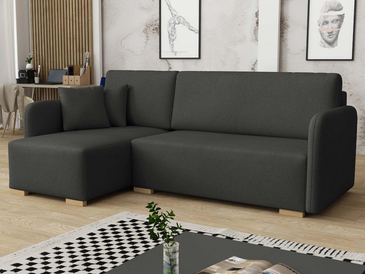 ECKSOFA Como L - Anthrazit/Naturfarben, Holz/Textil (220/140cm) - MIRJAN24