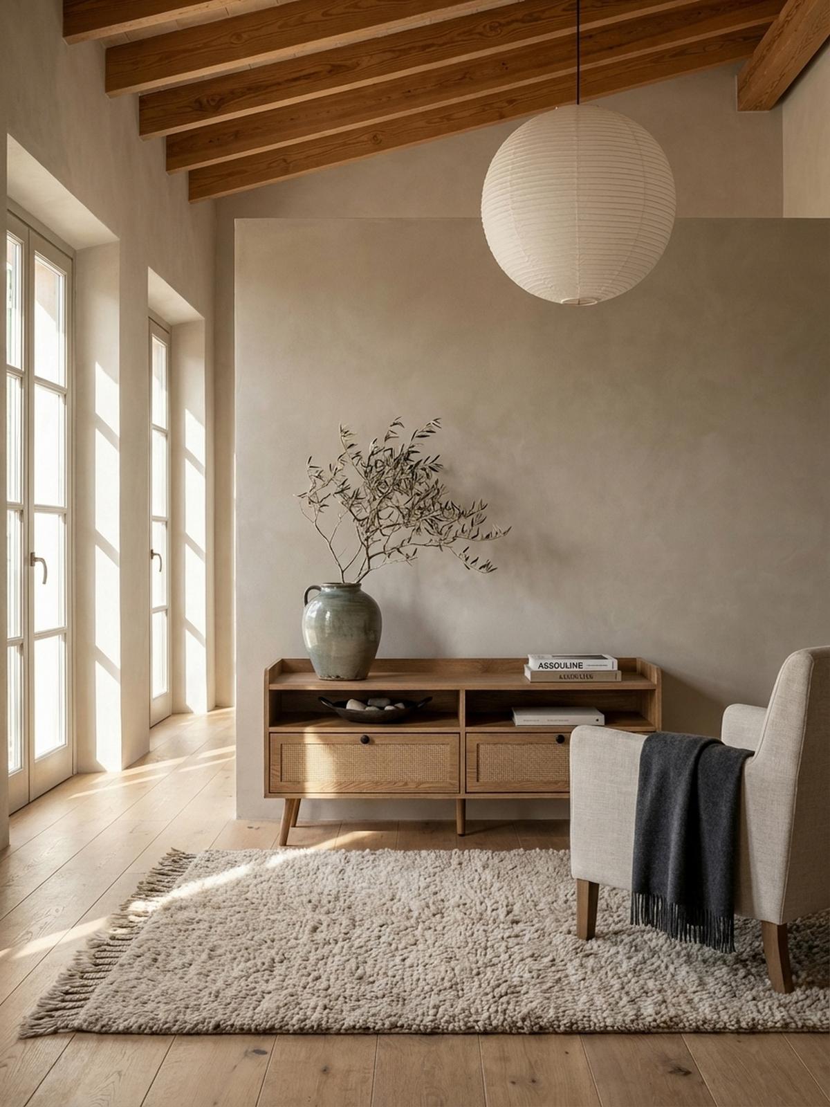 LOWBOARD Eiche-Dekor Rattan Modern Stil 120x56x39 cm mit Schubladen - Eichefarben/Braun, Holz (120/56/39cm) - KADIMA DESIGN