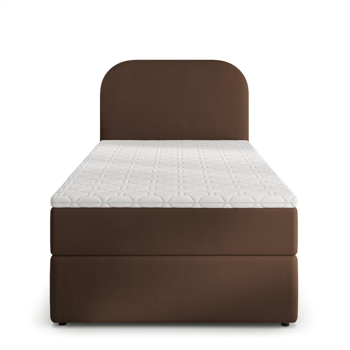 BOXBETT CERIA 100x200 cm mit Matratze und Topper - Braun - Braun, Holz/Textil (100/200cm) - MASSENO