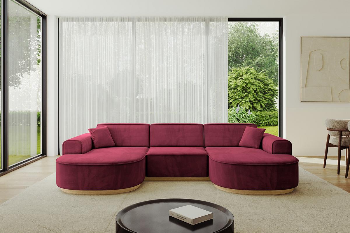 WOHNLANDSCHAFT MARI-U1-v2 - 303x171x83 cm Bordeaux Velours - Bordeaux, Holzwerkstoff/Textil (303/83/171cm) - ALTDECOR