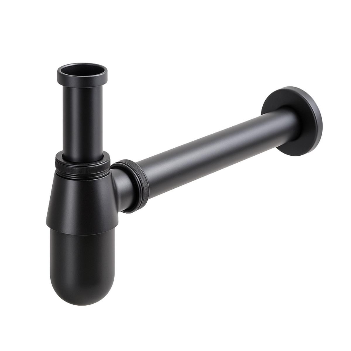 SIPHON mit Ablaufgarnitur Schwarz für Waschbecken - Schwarz, Metall (5cm) - Badplaats