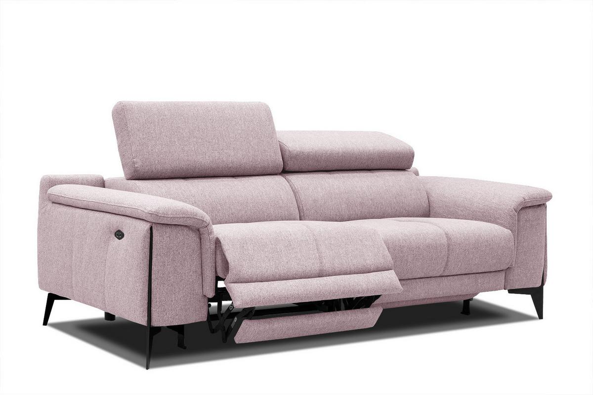 RELAXSOFA MATERA 3-Sitzer mit 2 Relaxfunktionen, rosa - Schwarz/Rosa, Holzwerkstoff/Textil (212/82/103cm) - Wozimo