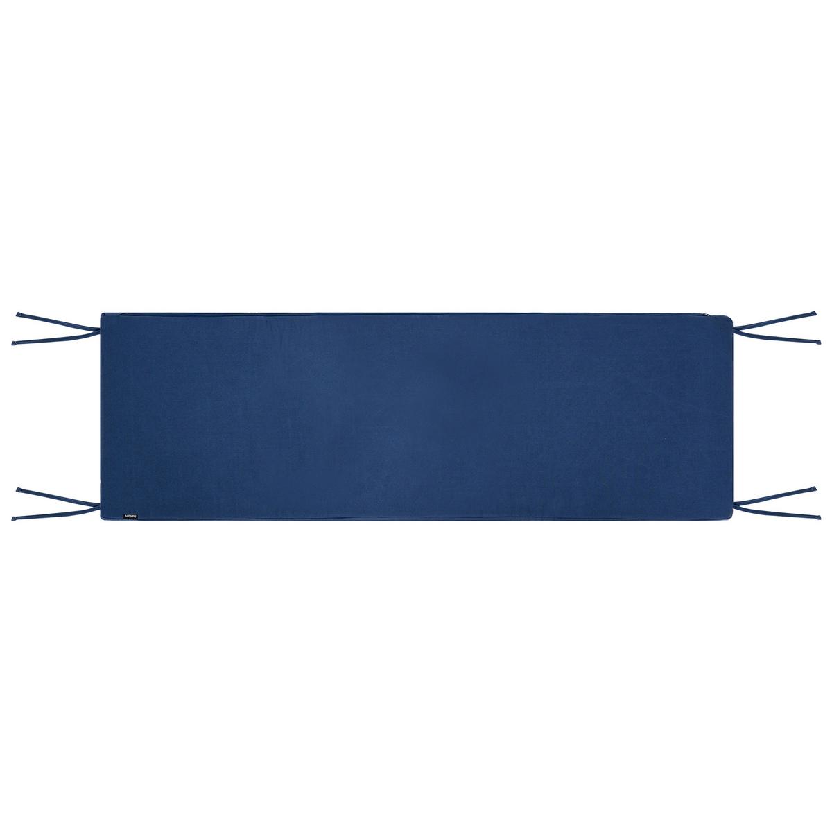 GARTENBANK mit Auflage 160 cm mit Stauraum Akazienholz Blau Sovana - Blau/Braun, Holz (160/91/60cm) - Beliani