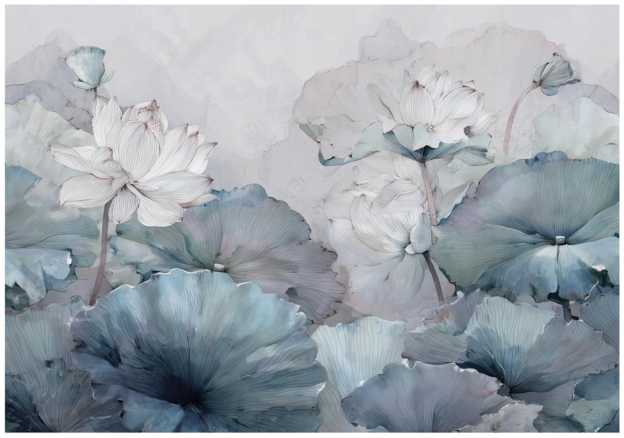 FOTOTAPETE Blumen Beton Blau 200x140 cm - Multicolor, Papier (200/140cm) - Wallarena