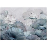 FOTOTAPETE Blumen Beton Blau 200x140 cm - Multicolor, Papier (200/140cm) - Wallarena