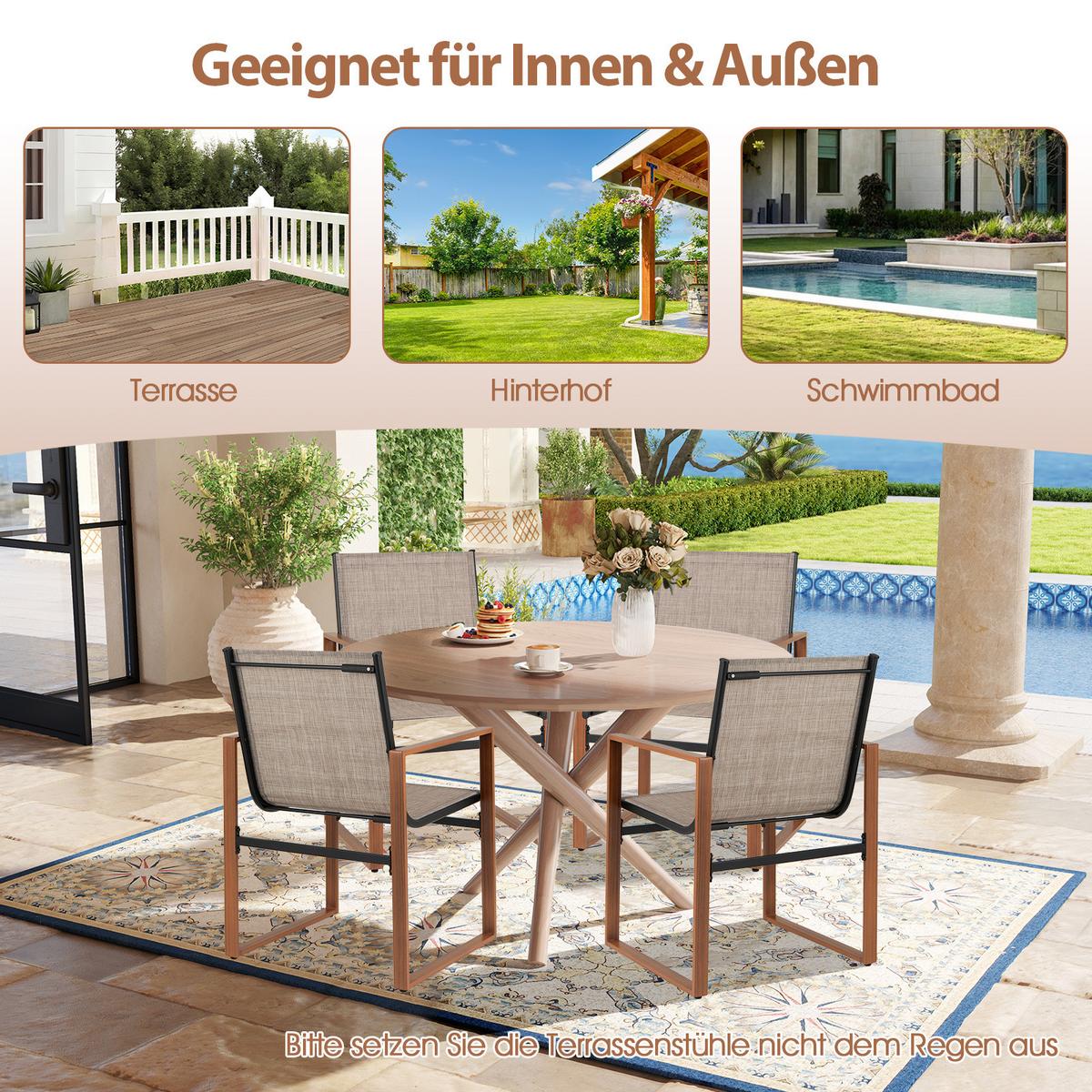 TERRASSENSTUHL Braun(2er-Set) - Braun, Metall (59/86/55.5cm) - COSTWAY