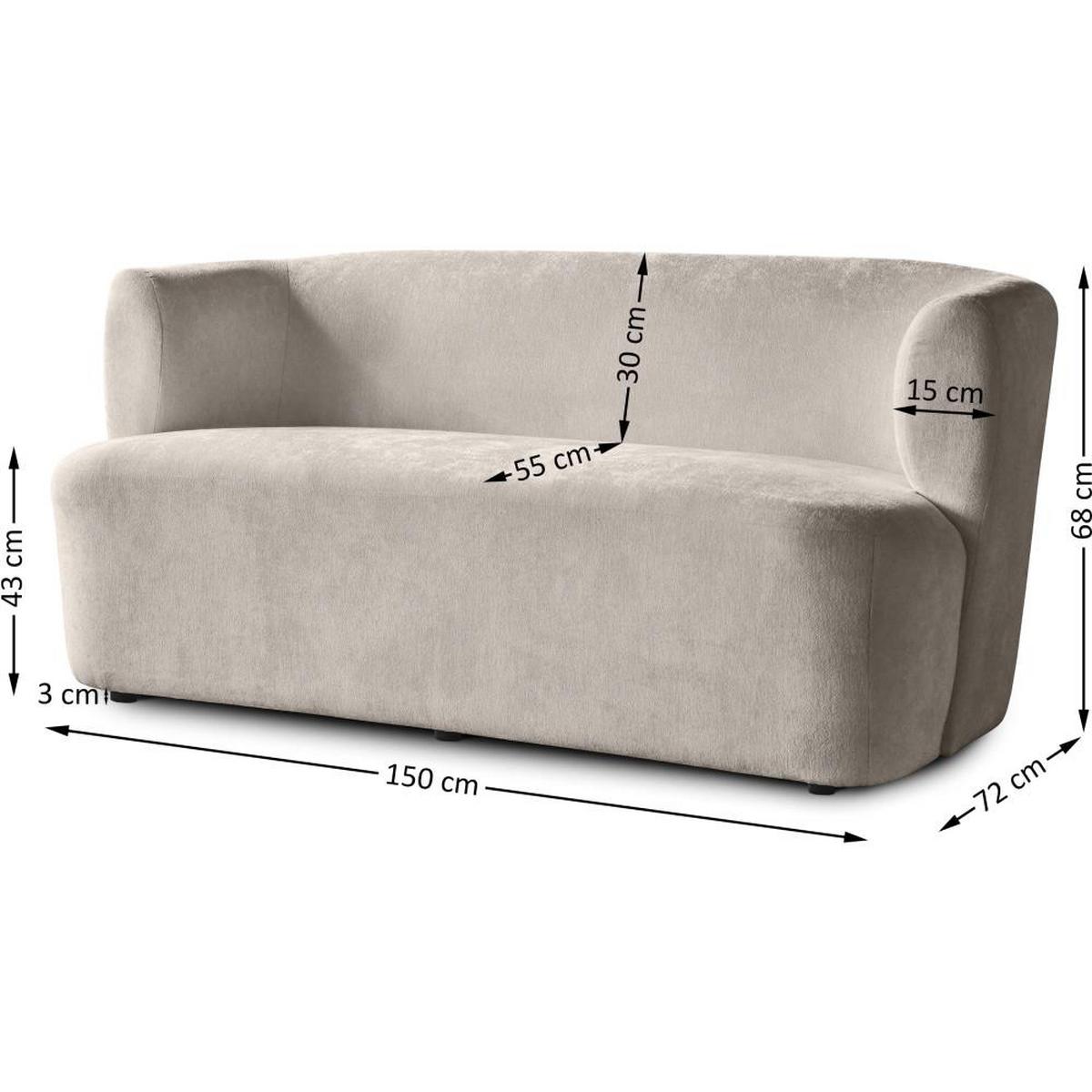 2-SITZER SOFA Nori cappuccino velour - Schwarz/Cappuccino, Kunststoff/Textil (150/68/72cm) - Beautysofa