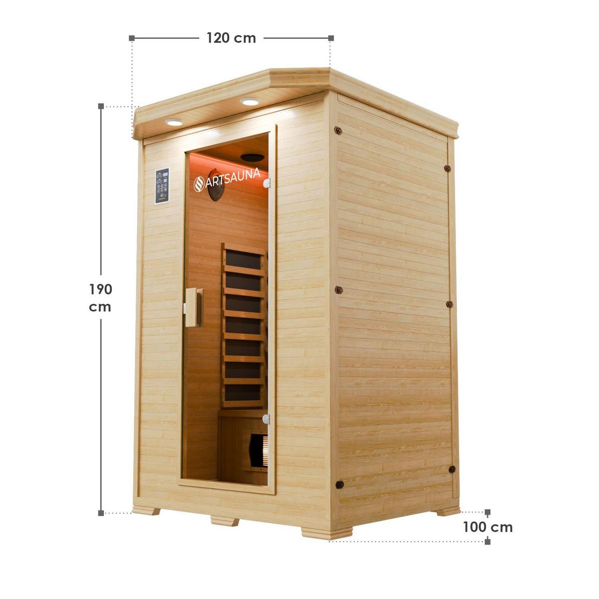 INFRAROTKABINE Oslo mit Triplex-Heizsystem & Hemlockholz - Naturfarben, Holz (120/190/100cm) - Artsauna